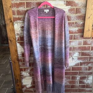 Persona Multicolor Boho Western Fringe Open Front Duster Women’s Size Medium